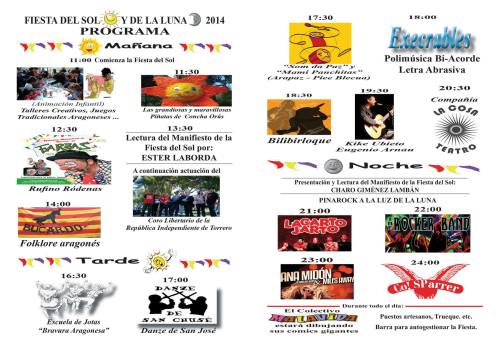 Progama Actuaciones Fiesta Sol 2014